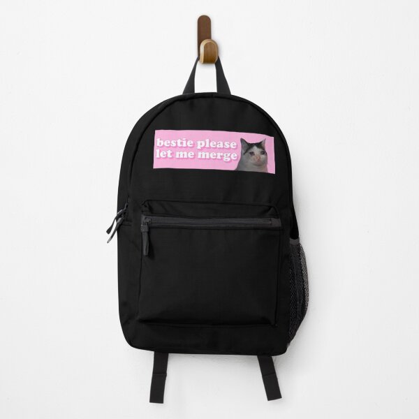 Item preview, Bestie Please Let Me Merge Funny Sad Cat Meme Bumper For Car designed and sold by Dapper-Art.