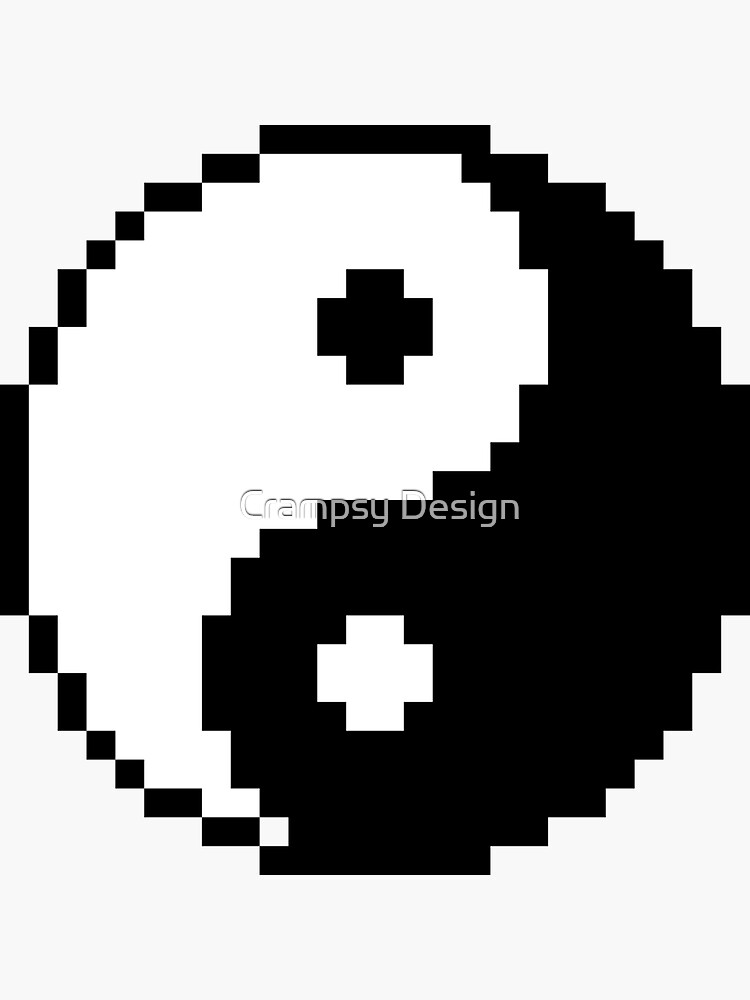 "Yin and Yang Pixel Art" Sticker by Crampsy Redbubble