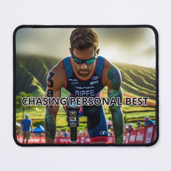 Item preview, Chasing Personal Best – Motivational Triathlon Athlete Design designed and sold by Triathlongram.