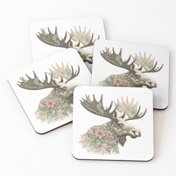 Item preview, Moose Botanical Nature Art Illustration designed and sold by BirdsnStuff.