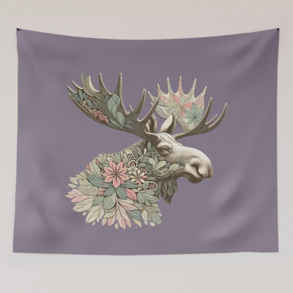Item preview, Moose Botanical Nature Art Illustration designed and sold by BirdsnStuff.