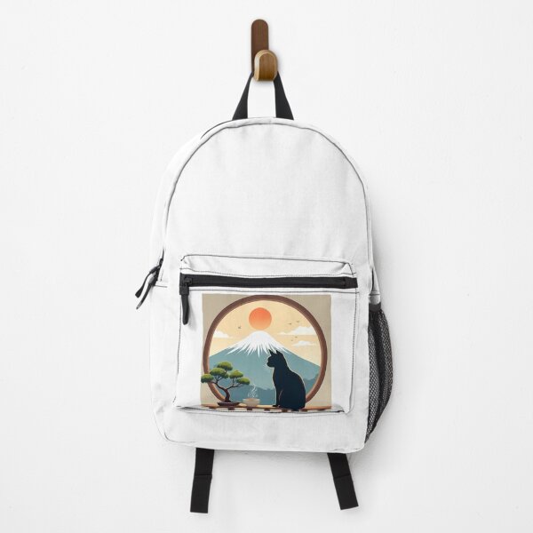 Item preview, A Peaceful Moment of a Black Cat and Mount Fuji designed and sold by Japanese-Ideas.
