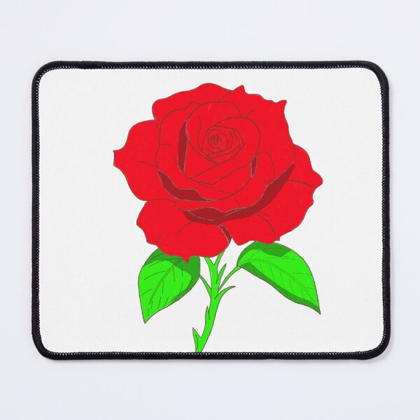 Item preview, Red rose flower withg green leaves branches and thorny stem designed and sold by Bekadesignart.