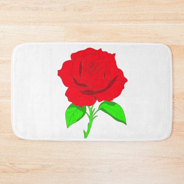 Item preview, Red rose flower withg green leaves branches and thorny stem designed and sold by Bekadesignart.