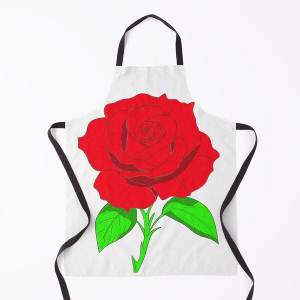 Item preview, Red rose flower withg green leaves branches and thorny stem designed and sold by Bekadesignart.
