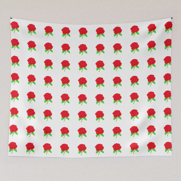 Item preview, Red rose flower withg green leaves branches and thorny stem designed and sold by Bekadesignart.