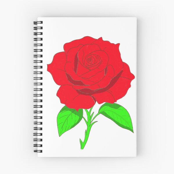 Item preview, Red rose flower withg green leaves branches and thorny stem designed and sold by Bekadesignart.