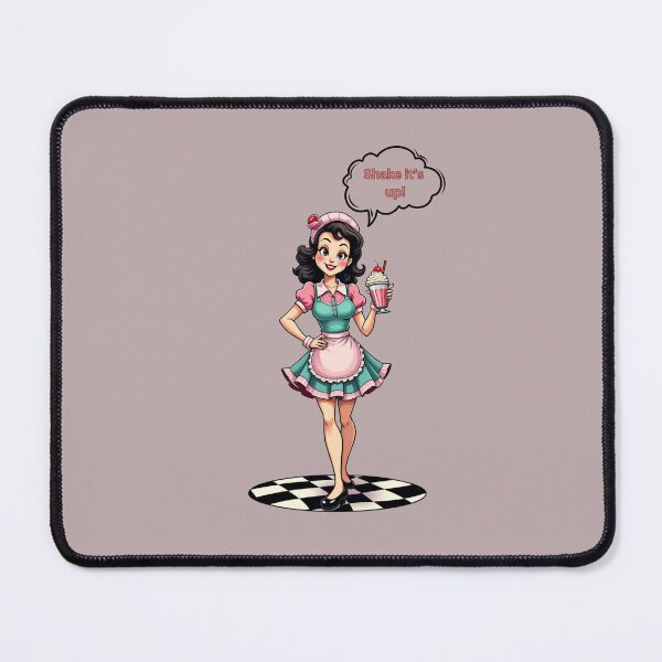 Item preview, Diner Waitress Holding Milkshake – Nostalgic Hand-Drawn Vintage Art designed and sold by VibeVault12.