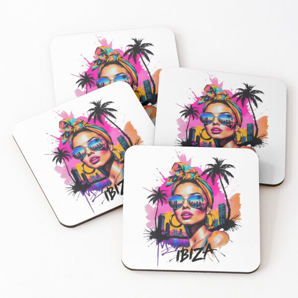 Item preview, Ibiza Neon Sunset Girl – Retro Futuristic Party designed and sold by QuirkySpark.