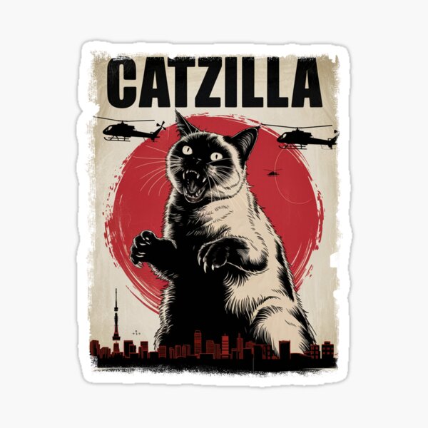 Item preview, Catzilla - Giant Cat Attacks! Retro Kaiju Monster Art Japanese Design Graphic designed and sold by Damcoc.