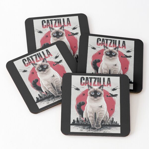 Item preview,  Catzilla Siamese Cat City Under Siege Funny Vintage Japanese designed and sold by Damcoc.