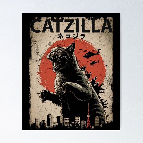 Item preview,  Catzilla Nekojira Black Cat Kaiju Retro Rampage Japanese Art  designed and sold by Damcoc.