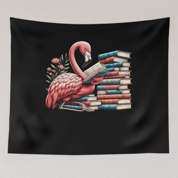 Artikelvorschau, Flamingo liest Buch Leser Bücherwurm Flamingo-Liebhaber entworfen und verkauft von Kimberley King Art King Art.