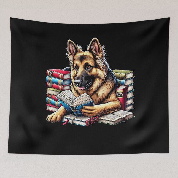 Item preview, German Shepherd Reading Book Reader German Shepherd Lover Bookworm designed and sold by Kimberley King Art  King Art.
