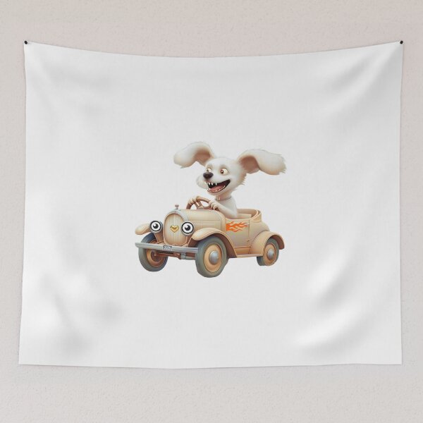 Item preview, Goofy Vintage Cartoon Dog Driving Tiny Car – Retro Fun Art designed and sold by VibeVault12.