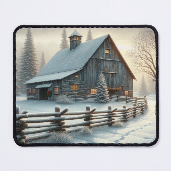 Item preview, Rustic Winter Barn Wall Art – Cloudy Day Serenity designed and sold by PimiArt.