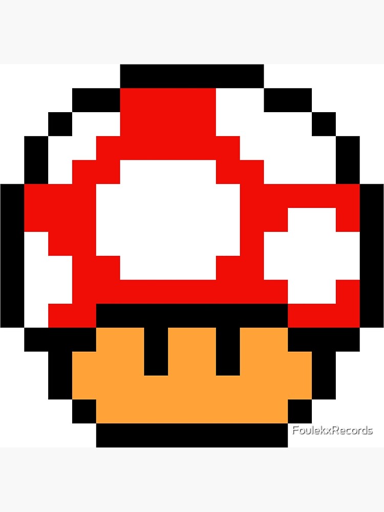 8 Bit Mario Mushroom Red Poster
