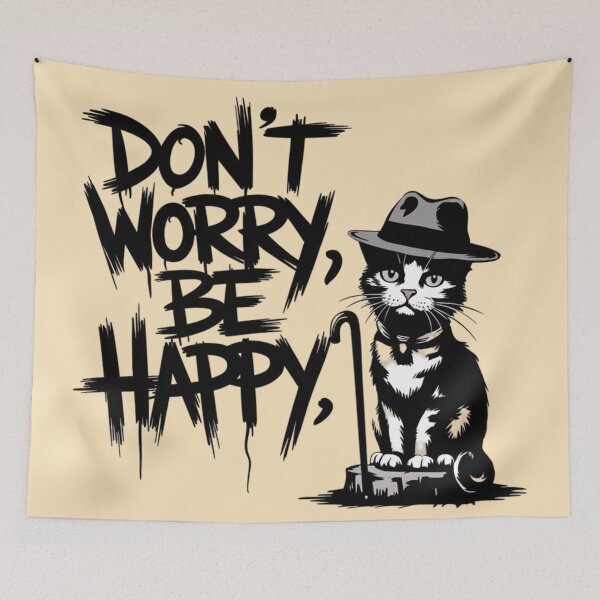 Item preview, Banksy Cat - Don't Worry Be Happy designed and sold by 123ks.