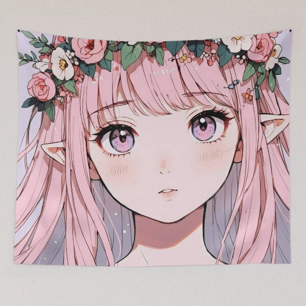 Item preview, Enchanted Elf Girl with Floral Crown designed and sold by Animepic222.