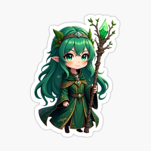 Item preview, Anime Girl Druid - The Protector of the Trees designed and sold by  VectorArtFactory.