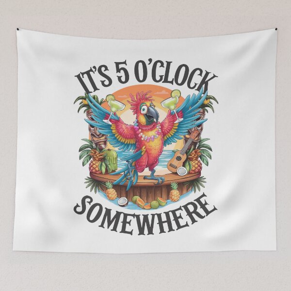 Item preview, It's 5 O'clock Somewhere, Parrot Tropical Cheers designed and sold by WhimsyVox.