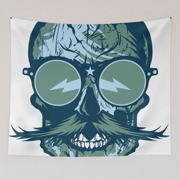 Item preview, skull round sunglasses skull hipster mustache mustache designed and sold by Achille3777.