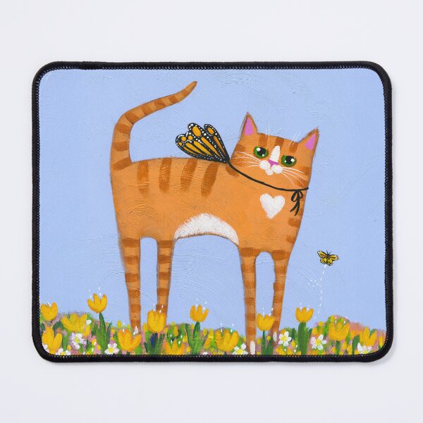 Item preview, Ladylegs Tall Ginger Cat in the Tulips designed and sold by KilkennyCat Art.