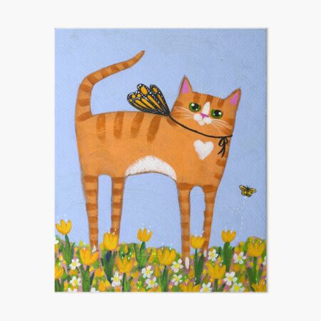 Item preview, Ladylegs Tall Ginger Cat in the Tulips designed and sold by KilkennyCat Art.