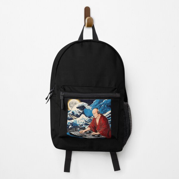 Item preview, A Monk DJ with The Great Wave off Kanagawa Under The Moon designed and sold by Japanese-Ideas.