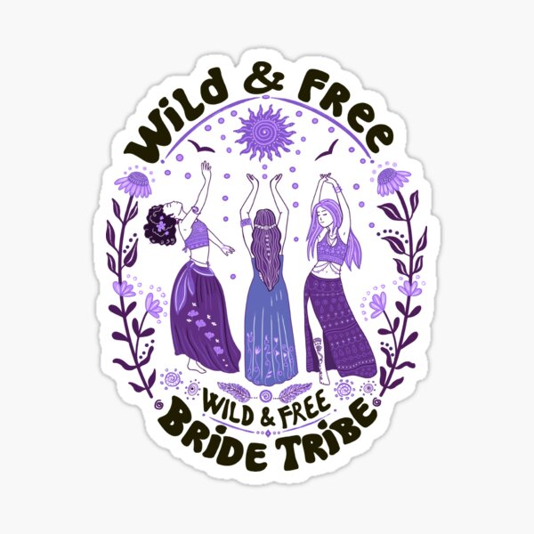 Wild & Free Bachelorette Purple Party Design Sticker