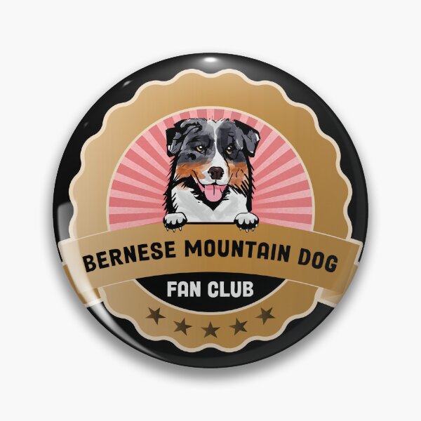 Item preview, Bernese Fan Club Round Peeking Mountain Dog Badge Label designed and sold by eclecTEEq.