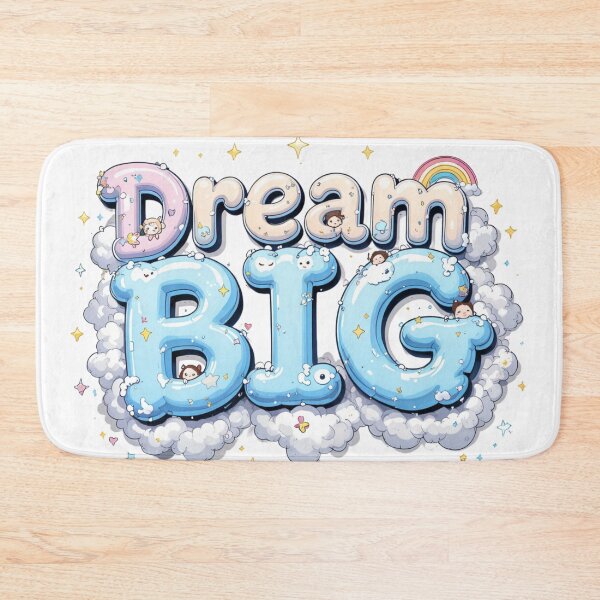 Item preview, Dream BIG Motivational Artwork – Whimsical Clouds and Rainbow Design designed and sold by latelierdechris.