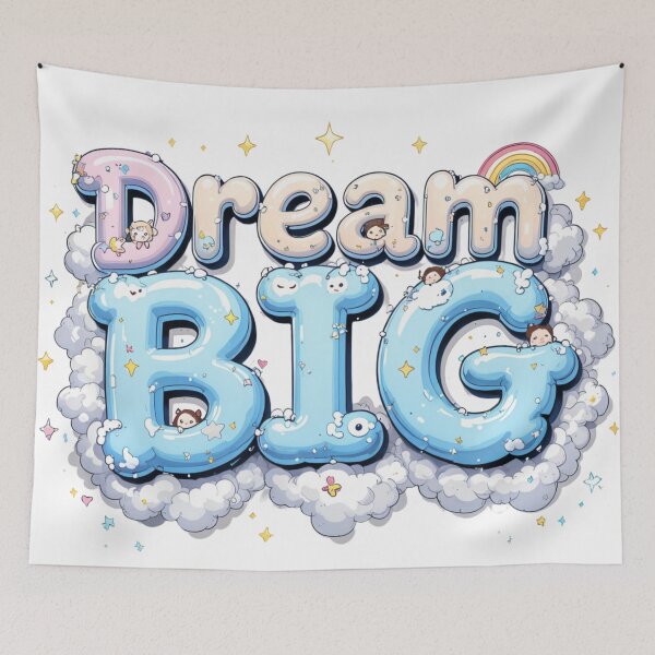 Item preview, Dream BIG Motivational Artwork – Whimsical Clouds and Rainbow Design designed and sold by latelierdechris.