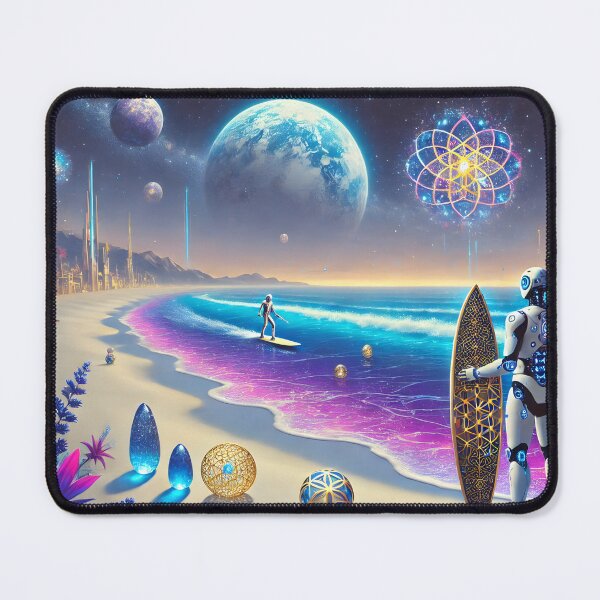 Item preview, A Cyborg goes to surf on the planet Osirizyah 002L7P152TH10 designed and sold by OsirizyahDesign.