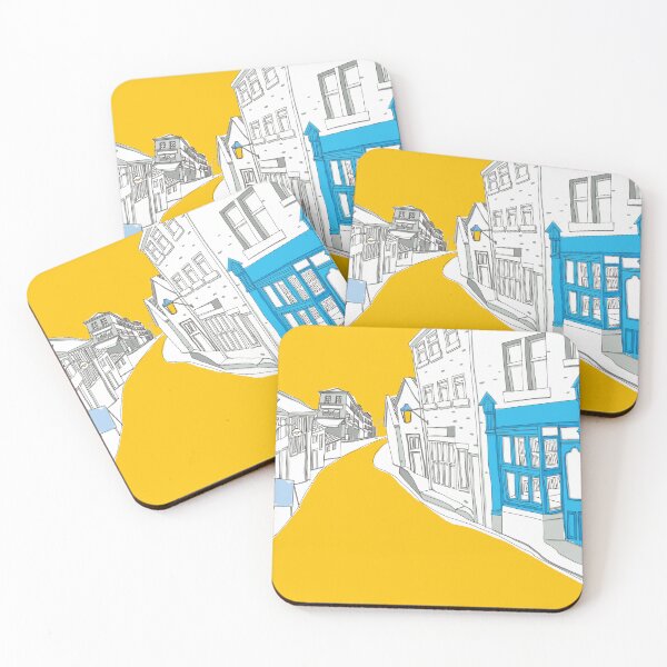 Item preview, Yellow Road & Blue Shop – Minimal City Street View designed and sold by dearjunie.