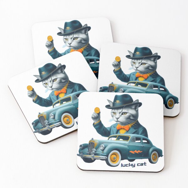 Item preview, Lucky Cat – Retro Rubber Hose Gangster Cat with Classic Car designed and sold by VibeVault12.