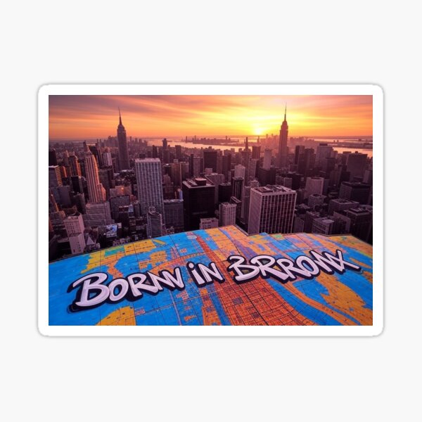Aperçu de l'œuvre Né dans le Bronx - Skyline Vibes créée et vendue par PixelInkAI.