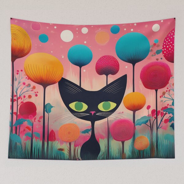 Item preview, Black Cat, Spring Flowers - Abstract designed and sold by sonjas.