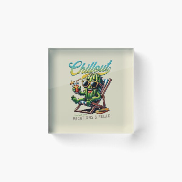 Item preview, Chillout Cactus on Beach Chair – Relaxing Succulent Summer Vacation 1986 designed and sold by DAMOTAmagazine.