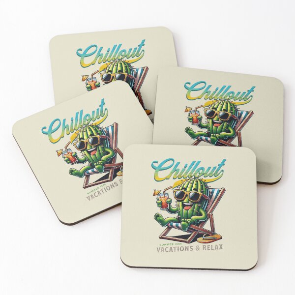 Item preview, Chillout Cactus on Beach Chair – Relaxing Succulent Summer Vacation 1986 designed and sold by DAMOTAmagazine.