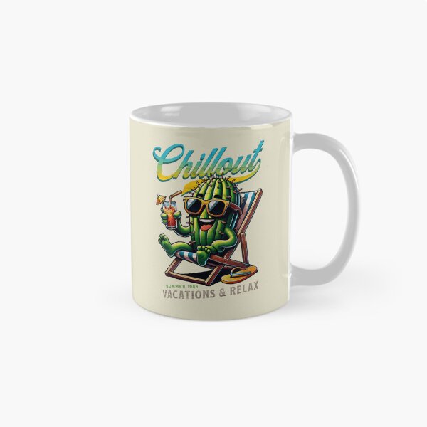 Item preview, Chillout Cactus on Beach Chair – Relaxing Succulent Summer Vacation 1986 designed and sold by DAMOTAmagazine.