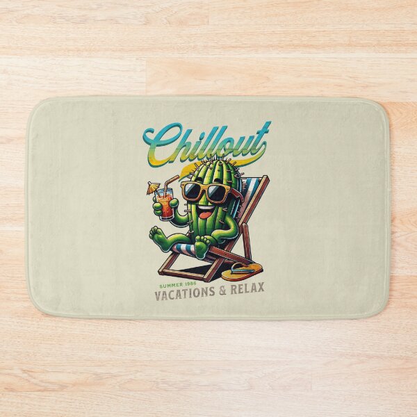 Item preview, Chillout Cactus on Beach Chair – Relaxing Succulent Summer Vacation 1986 designed and sold by DAMOTAmagazine.