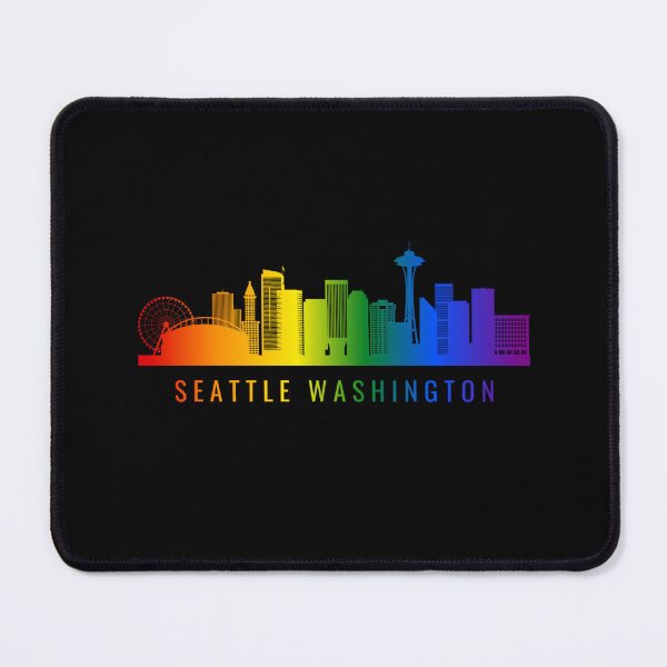 Item preview, Seattle Washington Skyline Graphic, Classic pride flag graphic, City Skyline Graphic, Cityscape, Rainbow Silhouette, City art, Landmarks, Architecture, city, cities, designed and sold by PrideBeProud.