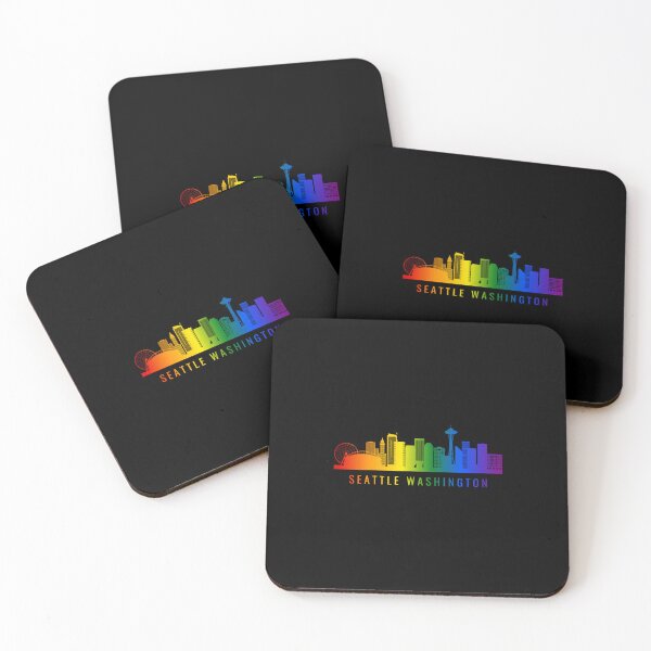 Item preview, Seattle Washington Skyline Graphic, Classic pride flag graphic, City Skyline Graphic, Cityscape, Rainbow Silhouette, City art, Landmarks, Architecture, city, cities, designed and sold by PrideBeProud.
