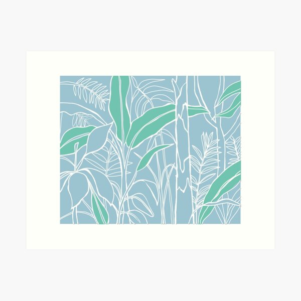 Item preview, Tropical Botanical Line Art – Pastel Jungle Pattern designed and sold by dearjunie.