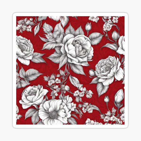 Item preview, Crimson Elegance: White Floral Harmony designed and sold by Pattern Fusion Creations.
