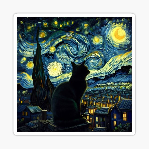 Item preview, Tuxedo Cat Starry Night Tuxedo Cat Owner designed and sold by Blok45.