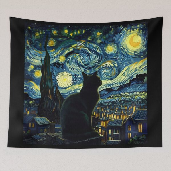 Item preview, Tuxedo Cat Starry Night Tuxedo Cat Owner designed and sold by Blok45.