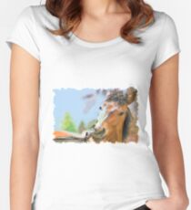 Horse drawn Art Women's Fitted Scoop T-Shirt