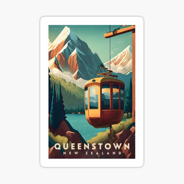 Item preview, Queenstown New Zealand Travel Poster,Queenstown New Zealand Wall Art Print,NZ Painting Illustration,Printable Queenstown NZ Watercolor Decor designed and sold by banstore71.